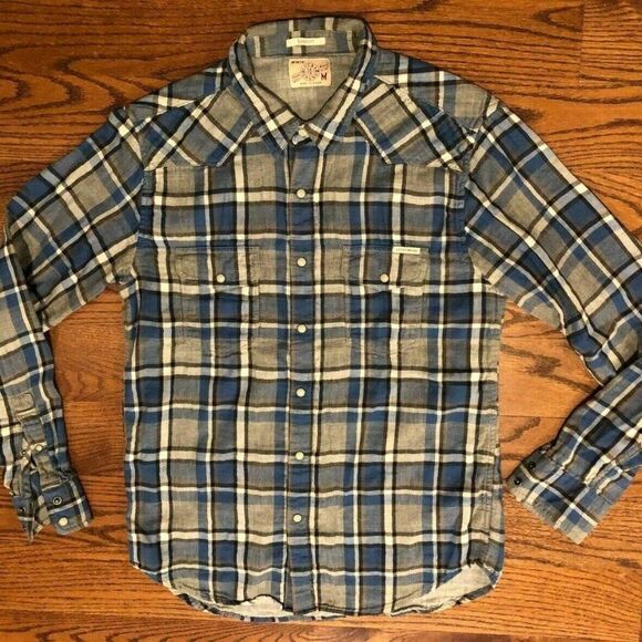 Lucky Brand Classic Fit Long Sleeve Snap Button Closure Button Up Shirt Large - Picture 1 of 3